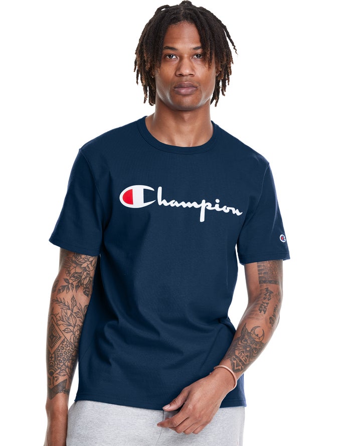 Champion Heritage Vintage Logo - Miesten Sininen T-Paita - Suomi 7695120-EN